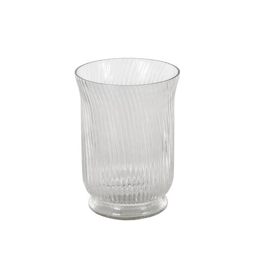 Clear Round Glass Ribbed Fluted Decorative Candle Holder